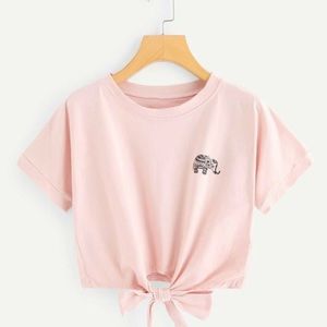 ☆ Elephant Print Crop Top Knot Tee from Romwe ☆